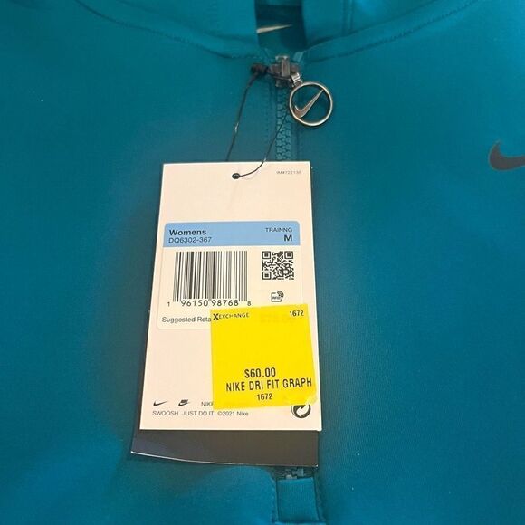 Nike Teal‎ Cropped Athletic Workout Pullover Women Medium - NWT - Picture 3 of 6
